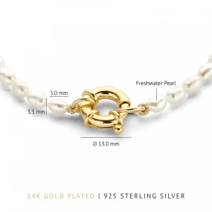 Sorprendimi 925 Sterling Silber vergoldet Halskette und Armband Geschenk-Set mit Süßwasserperlen