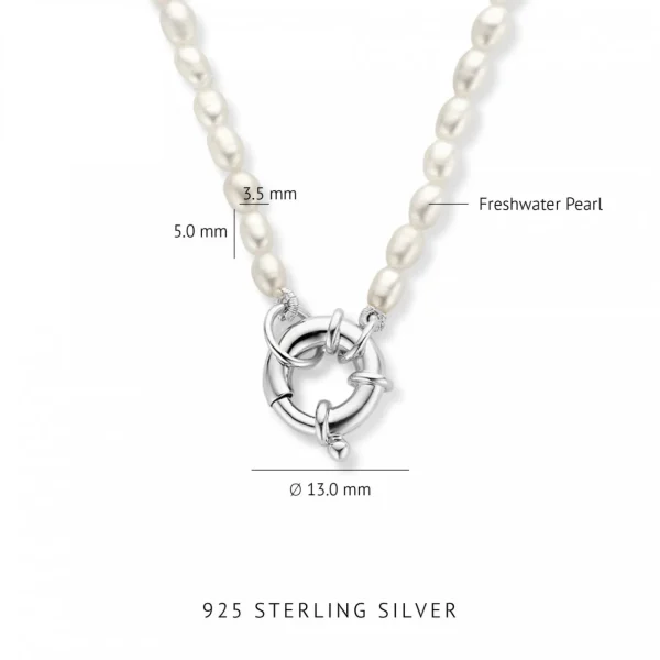Sorprendimi 925 Sterling Silber Halskette und Armband Geschenkset mit Süßwasserperlen