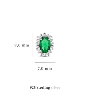 Sorprendimi 925 Sterling Silber Halskette und Ohrstecker Geschenkset mit grünen Zirkonia Steinen