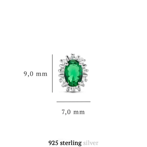 Sorprendimi 925 Sterling Silber Halskette und Ohrstecker Geschenkset mit grünen Zirkonia Steinen