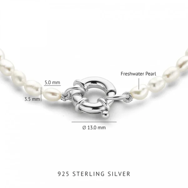 Sorprendimi 925 Sterling Silber Halskette und Armband Geschenkset mit Süßwasserperlen