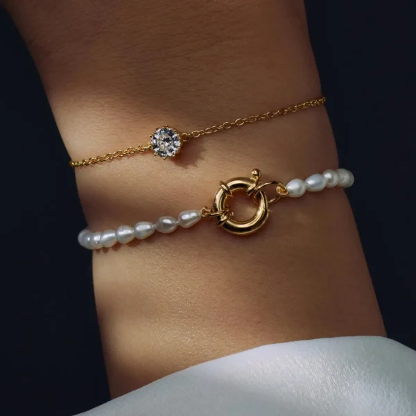 Sorprendimi 925er Sterling Silber vergoldet Halskette und Armband Geschenkset mit 14 Karat Goldplattierung