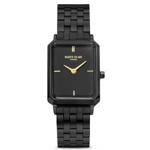 Sorprendimi schwarze Uhr und 925 Sterling Silber vergoldetes Armband