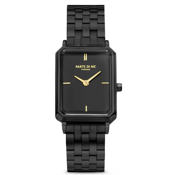 Sorprendimi schwarze Uhr und 925 Sterling Silber vergoldetes Armband