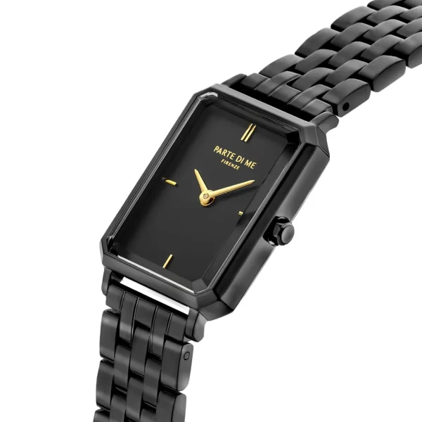 Sorprendimi schwarze Uhr und 925 Sterling Silber vergoldetes Armband