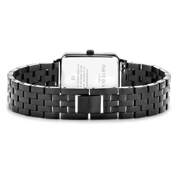 Sorprendimi schwarze Uhr und 925 Sterling Silber vergoldetes Armband